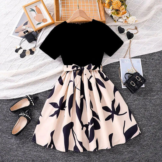 Black Contrast Frock Style For Kids