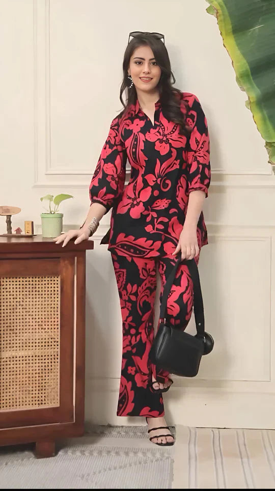 BLACK & RED PRINTED CO-ORD SET