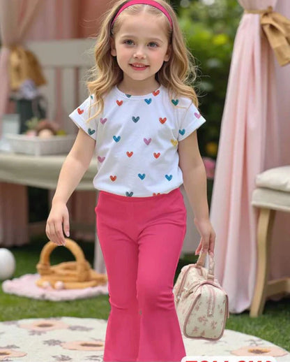 COLORFUL HEART PRINT TWO PIECE SET