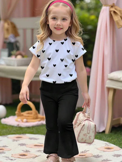 BLACK HEART PRINT TWO PIECE SET