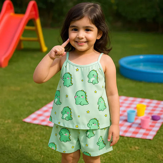 Mint Dino Dreams Kids Short Set