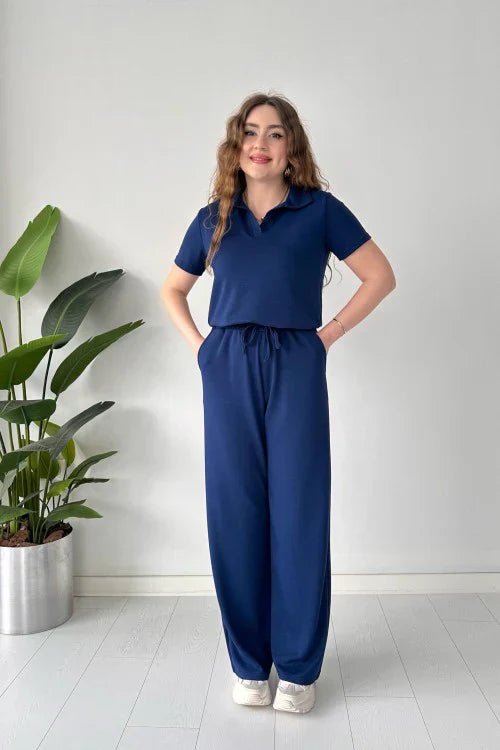 SUMMER CASUAL WOMEN'S POLO COLLAR TOP & TRACKSUIT